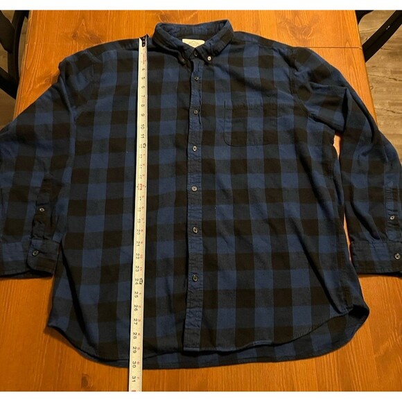 St. John’s Bay Men’s XXL Buffalo Plaid Flannel Shirt Blue Black Long Sleeve - Picture 2 of 4